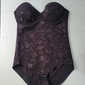 Bali Lace Print Body Suit Strapless Women's Size 36C Dark Floral Whimsigoth Sexy